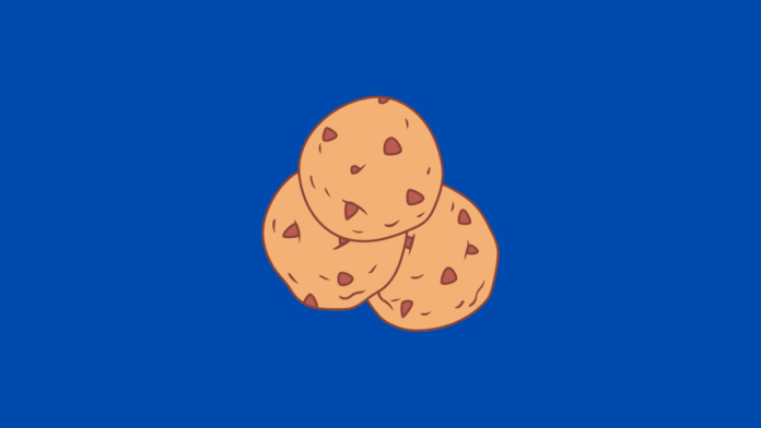 imagem com fundo azul e três cookies.
